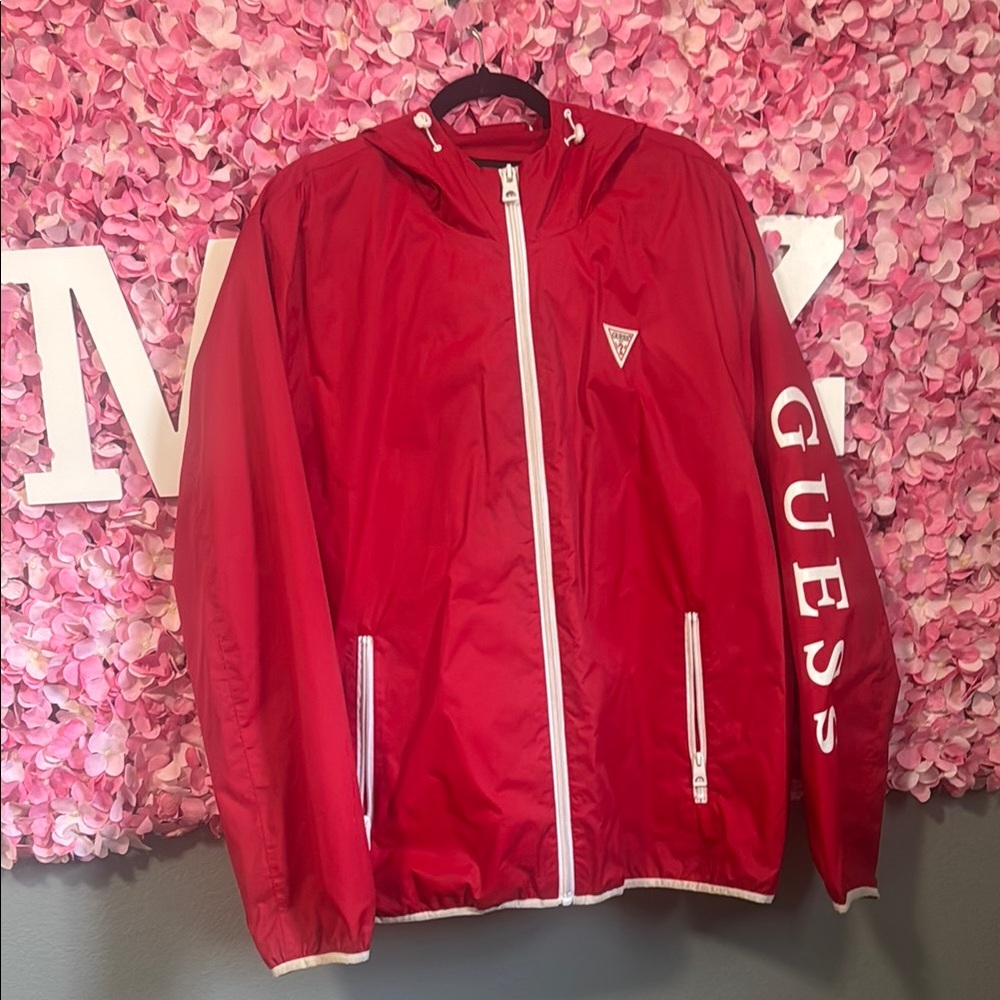 GUESS Red Windbreaker Jacket